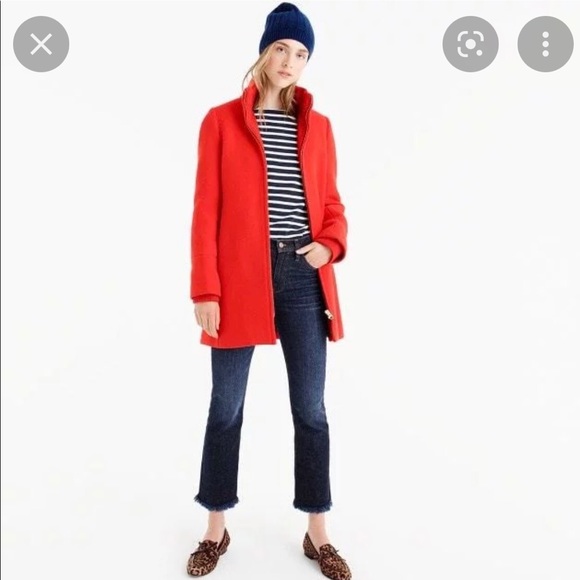 J. Crew Lodge Coat Italian Stadium Cloth Wool Size 8P Red NWT - Picture 4 of 5